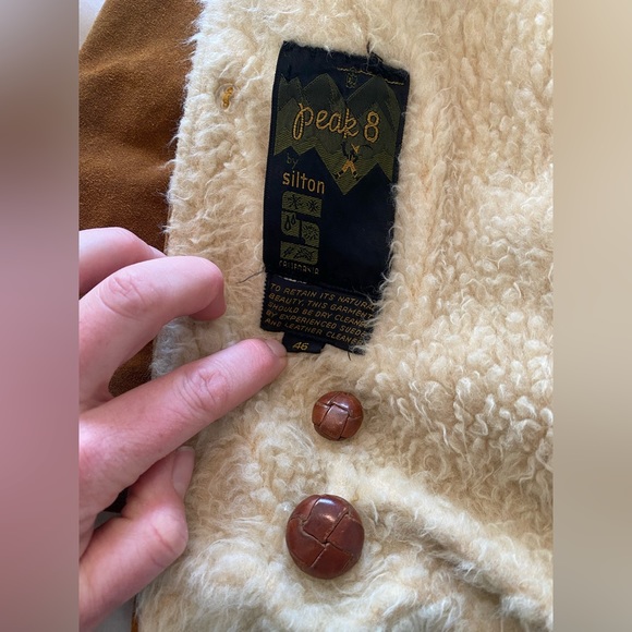 Vintage silton peak 8 suede leather Sherpa wool lined heavy jacket winter coat - Picture 6 of 8